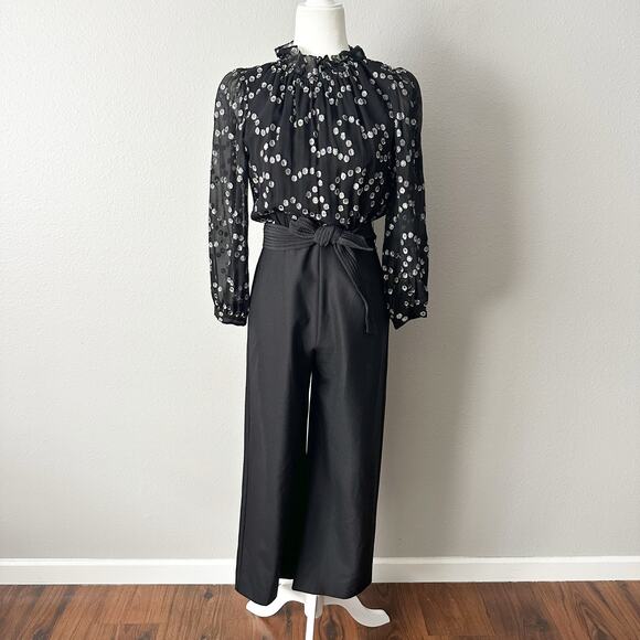 Rebecca Taylor‎ Black Silver Metallic Formal Jumpsuit Women’s Size 2 - Picture 2 of 16
